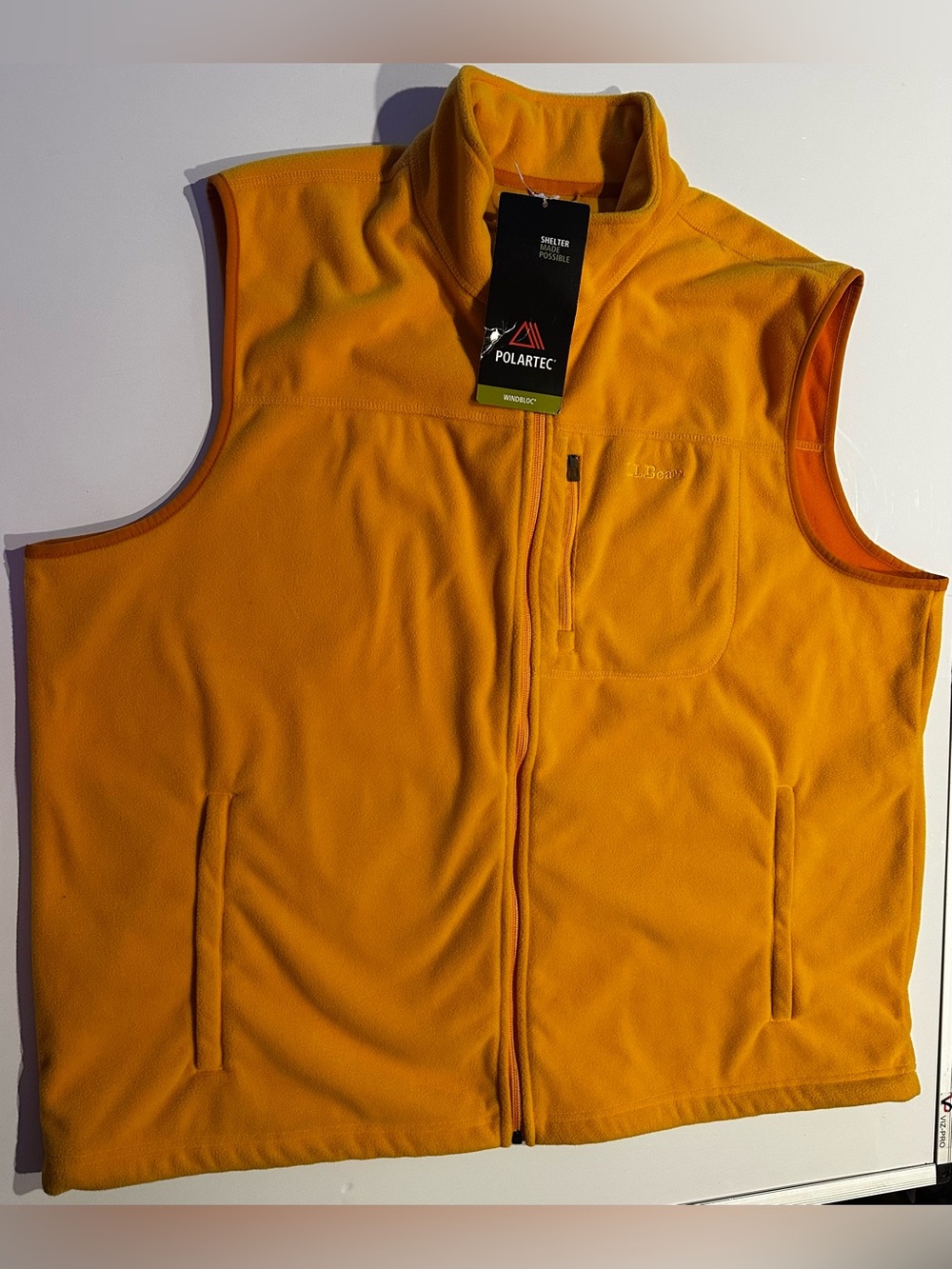 LL Bean Polartec Fleece Vest Mens XXL Gold Yellow Full Zip Gorp Outdoors Hiking